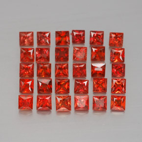 Gemas de zafiro naranja natural de  ct, cuadrado, VVS-VS