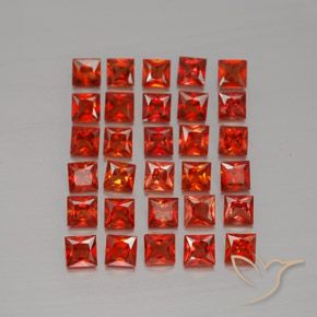 Gemas de zafiro naranja natural de 3,67 ct, cuadrado, VVS-VS