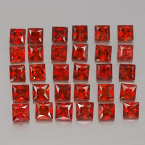 Gemas de zafiro naranja natural de  ct, cuadrado, VVS-VS
