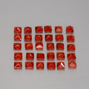 Gemas de zafiro naranja natural de  ct, cuadrado, VVS-VS