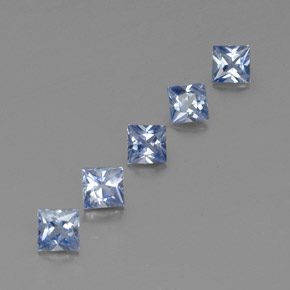 Gemas de zafiro azul natural de  ct, cuadrado, VVS-VS