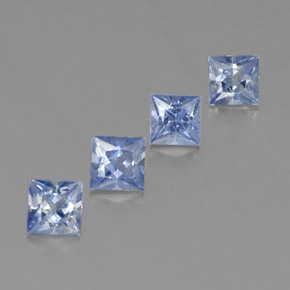 Gemas de zafiro azul natural de  ct, cuadrado, VVS-VS