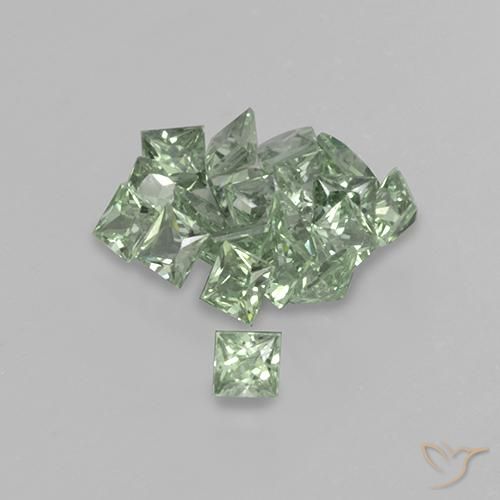 Gemas de Zafiro Verde claro natural de 2.31 ct, Cuadrado, VVS-VS