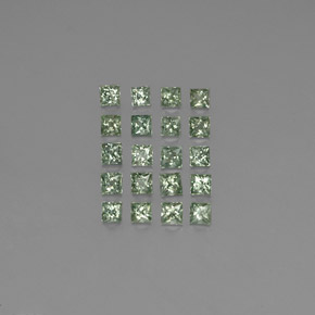 Gemas de zafiro verde natural de  ct, cuadrado, VVS-VS
