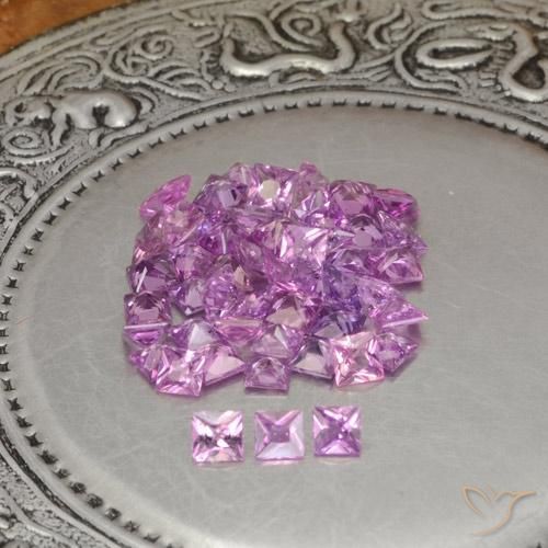 Gemas de Zafiro Púrpura uva muy claro natural de 4.38 ct, Cuadrado, VVS-VS