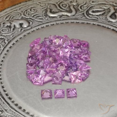 Gemas de Zafiro Púrpura uva muy claro natural de 4.38 ct, Cuadrado, VVS-VS