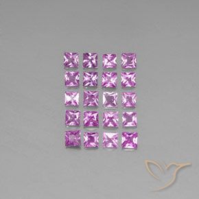 Gemas de Zafiro Púrpura rosado natural de 3.50 ct, Cuadrado, VVS-VS