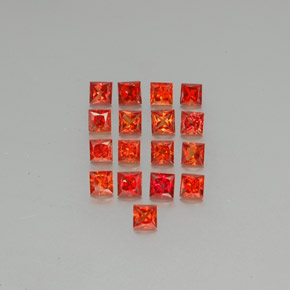 Gemas de zafiro naranja natural de  ct, cuadrado, VVS-VS