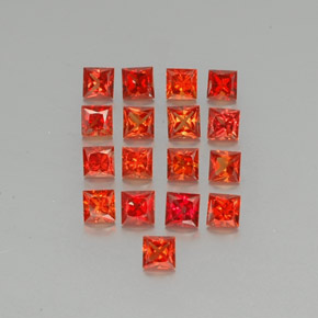 Gemas de zafiro naranja natural de  ct, cuadrado, VVS-VS
