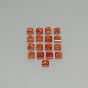 Gemas de zafiro naranja natural de  ct, cuadrado, VVS-VS