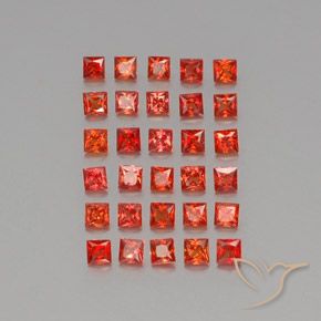 Gemas de Zafiro Rojo claro natural de 3.21 ct, Cuadrado, VVS-VS
