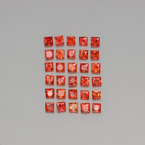 Gemas de zafiro naranja natural de  ct, cuadrado, VVS-VS