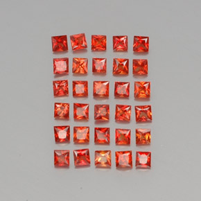 Gemas de zafiro naranja natural de  ct, cuadrado, VVS-VS