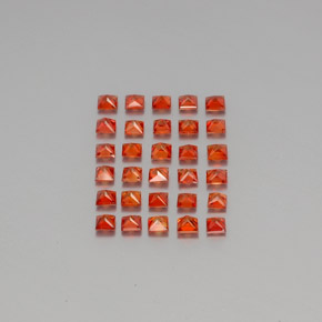 Gemas de zafiro naranja natural de  ct, cuadrado, VVS-VS