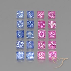 Gemas de Zafiro Multicolor natural de 2.83 ct, Cuadrado, VVS-VS