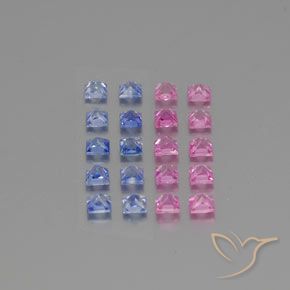 Gemas de Zafiro Multicolor natural de 2.83 ct, Cuadrado, VVS-VS