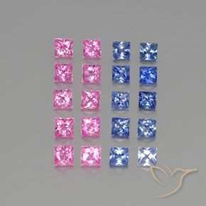 Gemas de Zafiro Multicolor natural de 3.79 ct, Cuadrado, VVS-VS