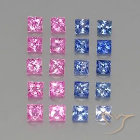 Gemas de Zafiro Multicolor natural de 3.79 ct, Cuadrado, VVS-VS