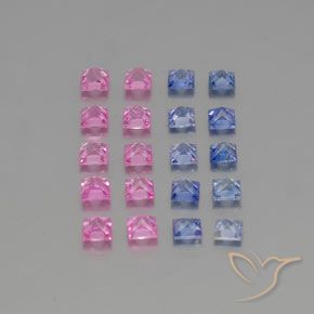 Gemas de Zafiro Multicolor natural de 3.79 ct, Cuadrado, VVS-VS