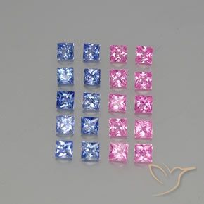 Gemas de Zafiro Multicolor natural de 3.35 ct, Cuadrado, VVS-VS