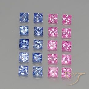 Gemas de Zafiro Multicolor natural de 3.35 ct, Cuadrado, VVS-VS