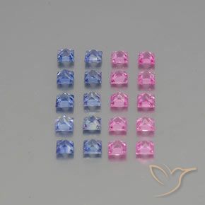 Gemas de Zafiro Multicolor natural de 3.35 ct, Cuadrado, VVS-VS