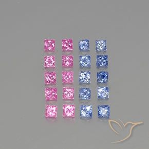 Gemas de Zafiro Multicolor natural de 2.50 ct, Cuadrado, VVS-VS