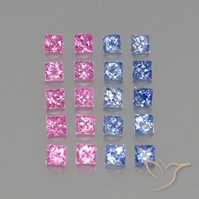 Gemas de Zafiro Multicolor natural de 2.50 ct, Cuadrado, VVS-VS