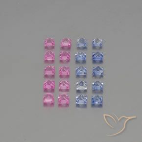 Gemas de Zafiro Multicolor natural de 2.50 ct, Cuadrado, VVS-VS