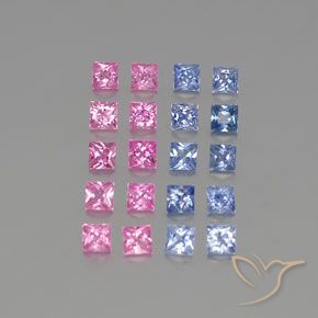 Gemas de Zafiro Multicolor natural de 3.33 ct, Cuadrado, VVS-VS