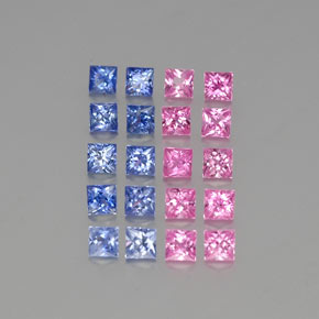 Gemas de Zafiro Multicolor natural de 4.18 ct, Cuadrado, VVS-VS