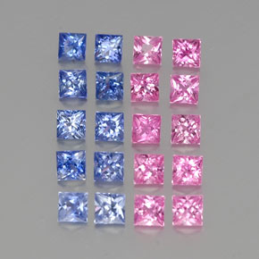 Gemas de Zafiro Multicolor natural de 4.18 ct, Cuadrado, VVS-VS