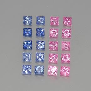 Gemas de zafiro multicolor natural de 4,74 ct, cuadrado, VVS-VS