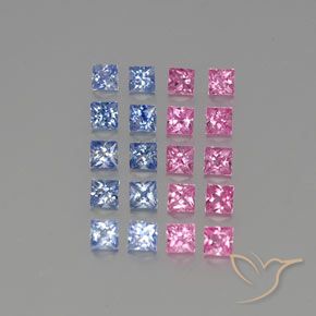 Gemas de Zafiro Multicolor natural de 3.48 ct, Cuadrado, VVS-VS
