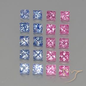 Gemas de Zafiro Multicolor natural de 3.48 ct, Cuadrado, VVS-VS
