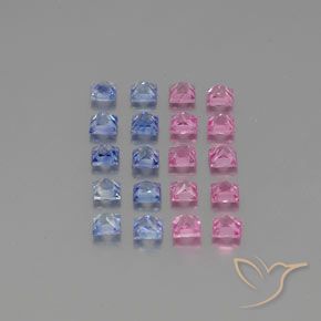 Gemas de Zafiro Multicolor natural de 3.48 ct, Cuadrado, VVS-VS