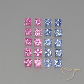 Gemas de Zafiro Multicolor natural de 3.50 ct, Cuadrado, VVS-VS
