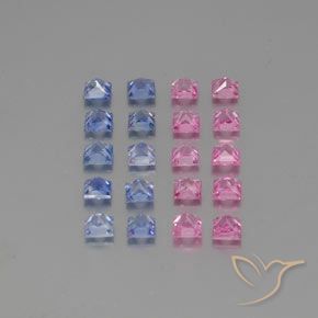 Gemas de Zafiro Multicolor natural de 3.71 ct, Cuadrado, VVS-VS