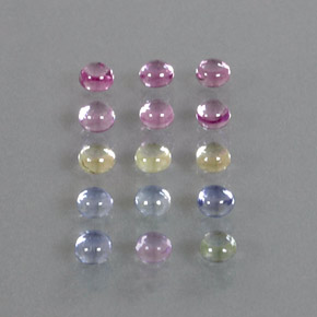 Gemas de zafiro multicolor natural de  ct, corte redondo, transparente