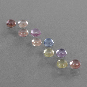 Gemas de zafiro multicolor natural de  ct, corte redondo, transparente