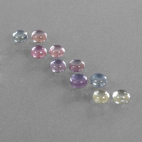 Gemas de zafiro multicolor natural de 3,06 ct, corte redondo, transparente