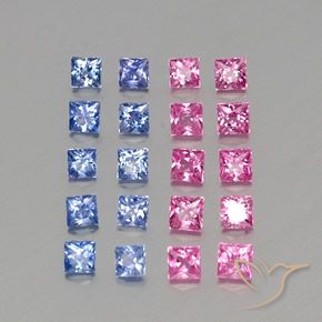 Gemas de Zafiro Multicolor natural de 2.03 ct, Cuadrado, VVS-VS