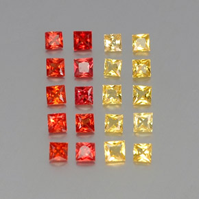 Gemas de zafiro multicolor natural de  ct, cuadrado, VVS-VS