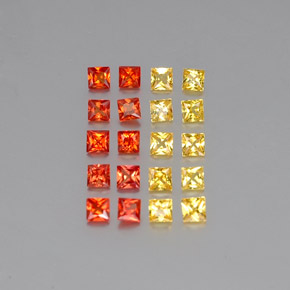 Gemas de zafiro multicolor natural de  ct, cuadrado, VVS-VS