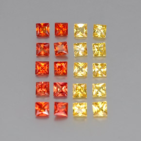 Gemas de zafiro multicolor natural de  ct, cuadrado, VVS-VS