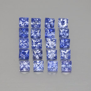 Gemas de zafiro azul natural de  ct, cuadrado, VVS-VS