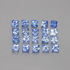 Gemas de zafiro azul natural de  ct, cuadrado, VVS-VS