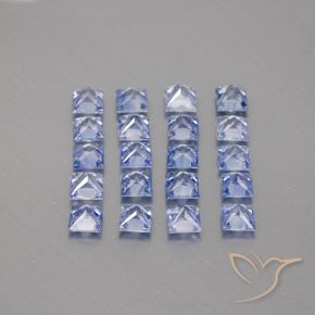 Gemas de Zafiro Azul intenso natural de 3.92 ct, Cuadrado, VVS-VS