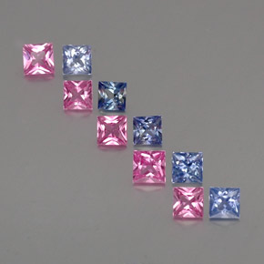 Gemas de zafiro multicolor natural de  ct, cuadrado, VVS-VS