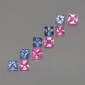 Gemas de zafiro multicolor natural de  ct, cuadrado, VVS-VS